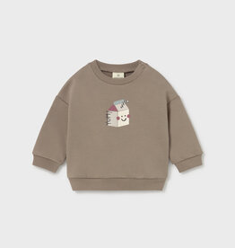 Mayoral Boys Milk Print Pullover Mocha