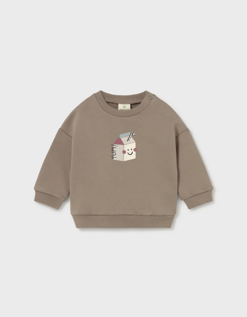 Mayoral Boys Milk Print Pullover Mocha