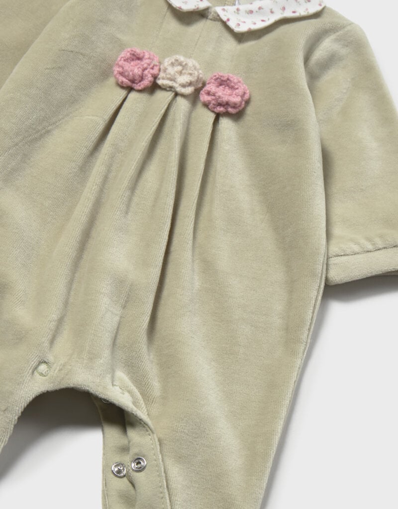 Mayoral Velour Collared Footie Bayleaf