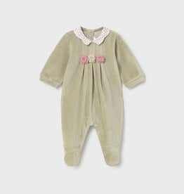 Mayoral Velour Collared Footie Bayleaf