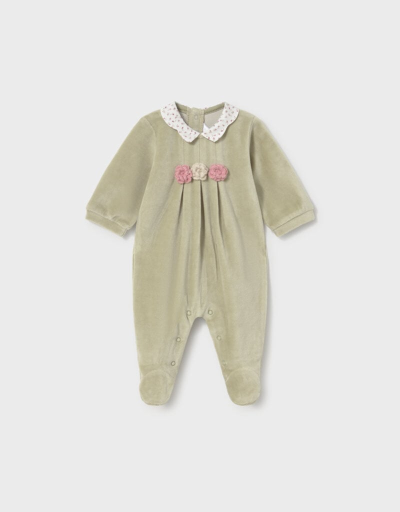 Mayoral Velour Collared Footie Bayleaf