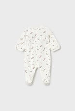 Mayoral Velour Collared Footie Flower Print