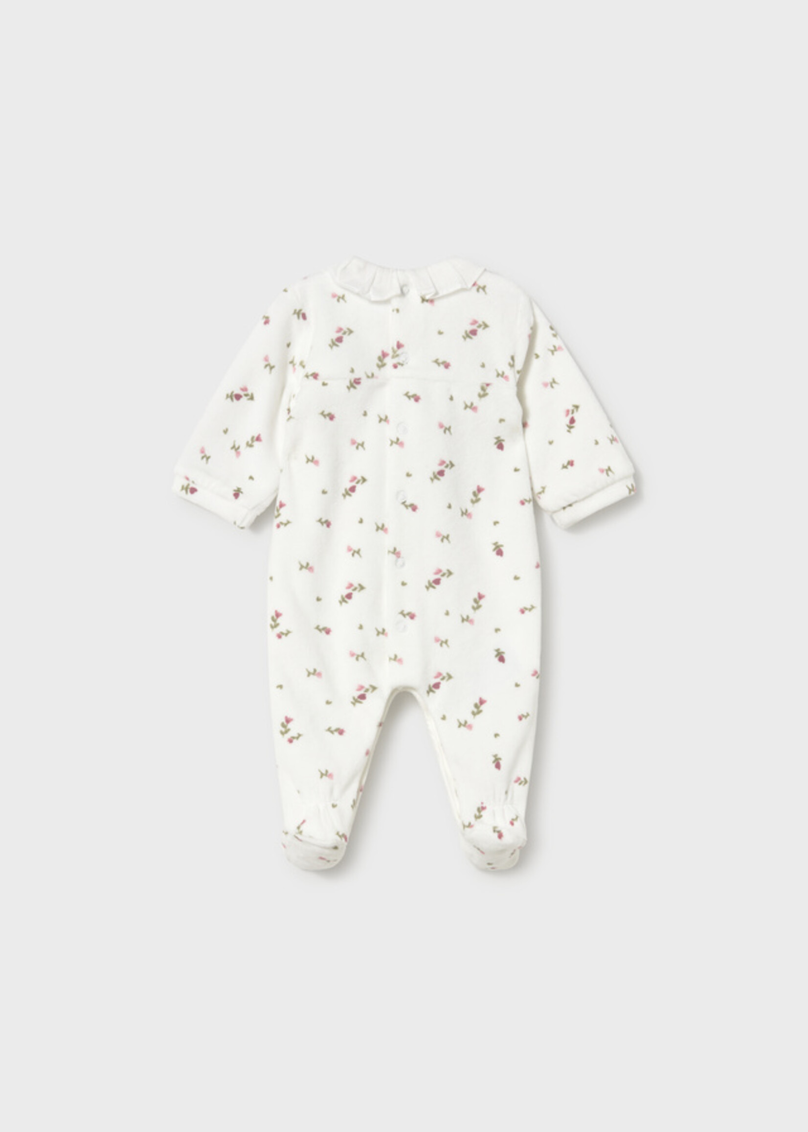 Mayoral Velour Collared Footie Flower Print