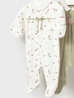 Mayoral Velour Collared Footie Flower Print