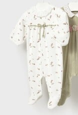 Mayoral Velour Collared Footie Flower Print