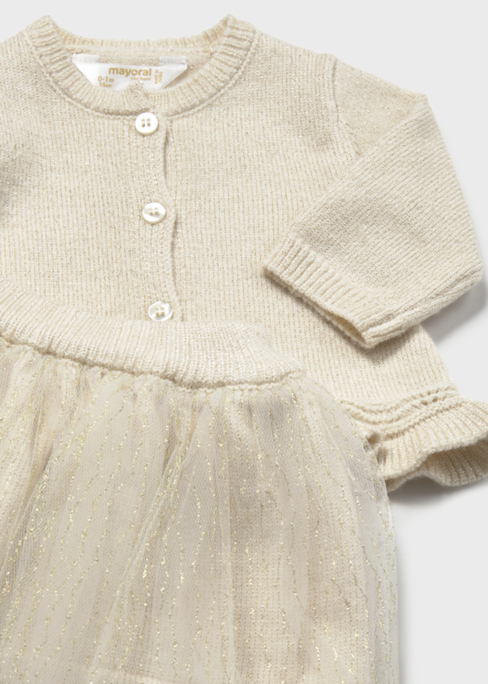 Mayoral 3 pc Tulle Knit Skirt Set Champange