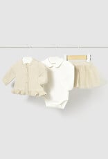 Mayoral 3 pc Tulle Knit Skirt Set Champange
