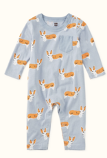 Tea Collection L/S POCKET BABY ROMPER CUTIE CORGIS