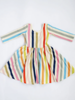 Good Apples Kids 3/4 Sleeve Twirl Dress Bright Stripes