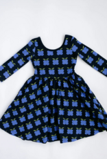 Good Apples Kids 3/4 Sleeve Twirl Dress Indigo Fruit