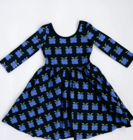 Good Apples Kids 3/4 Sleeve Twirl Dress Indigo Fruit