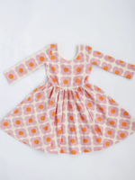Good Apples Kids 3/4 Sleeve Twirl Dress Pink Flower Power