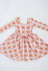 Good Apples Kids 3/4 Sleeve Twirl Dress Pink Flower Power