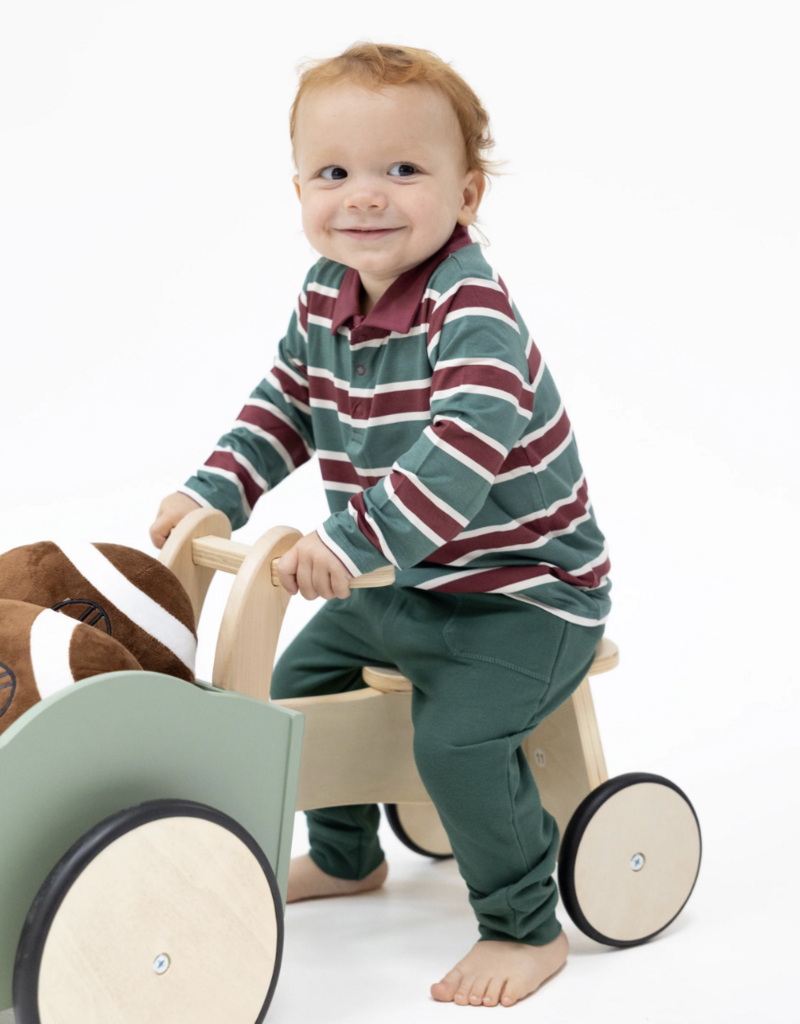 Angel Dear Rugby Stripe Green L/S Polo and Jogger