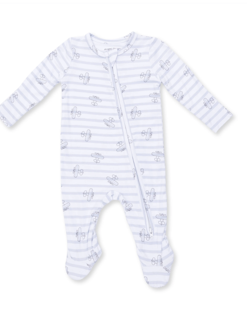 Angel Dear Airplane Stripe 2 Way Zipper Footie