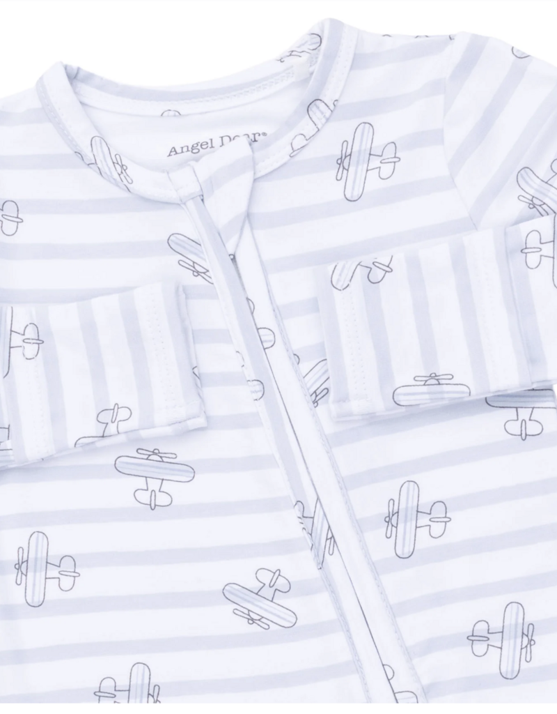 Angel Dear Airplane Stripe 2 Way Zipper Footie