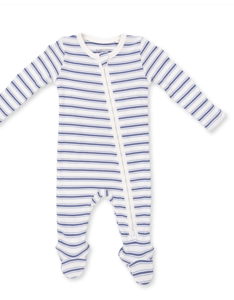 Angel Dear Vintage Stripe Blue 2 Way Zipper Footie