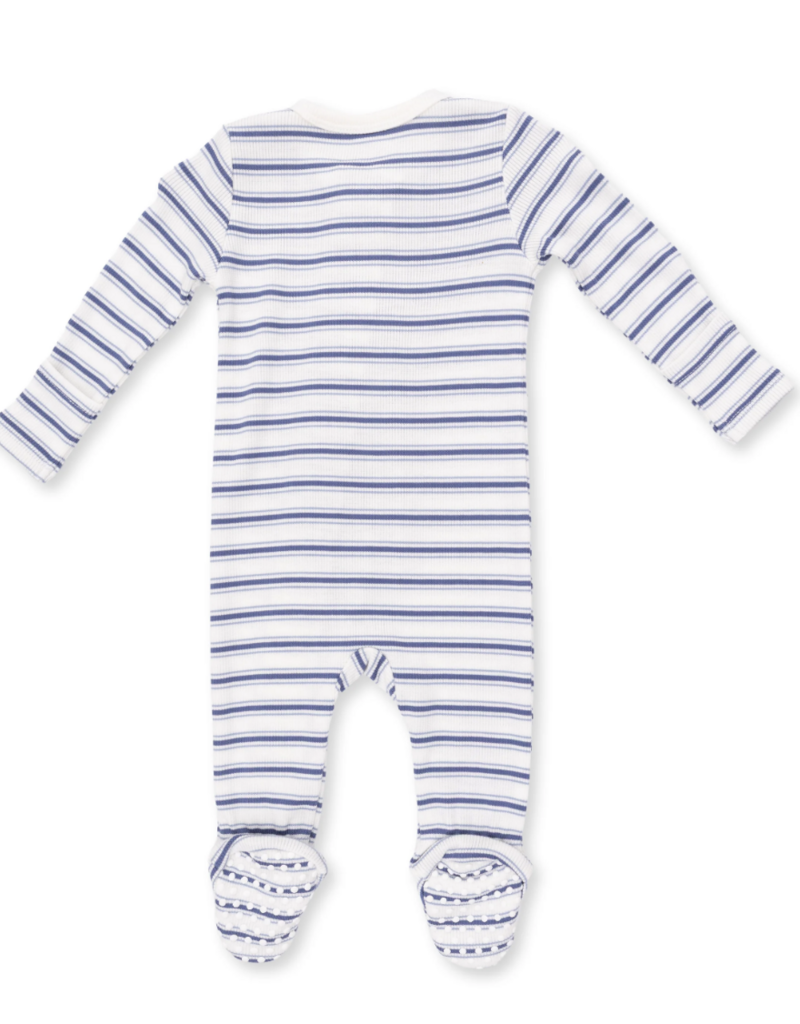 Angel Dear Vintage Stripe Blue 2 Way Zipper Footie