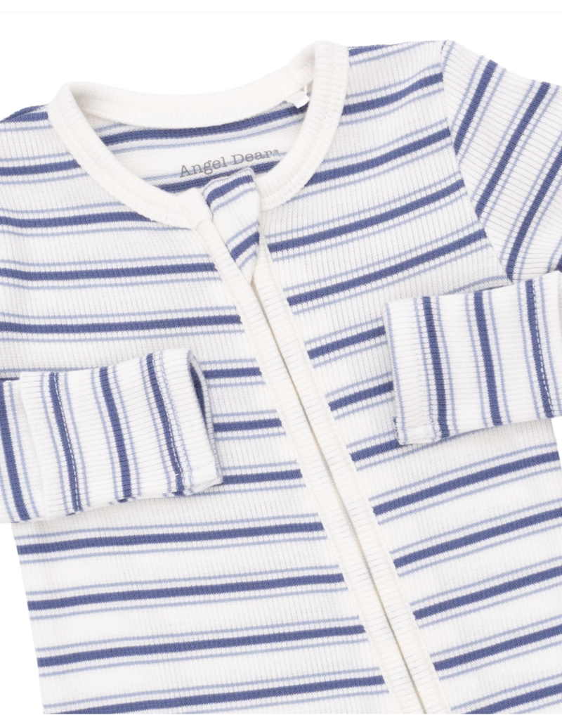 Angel Dear Vintage Stripe Blue 2 Way Zipper Footie