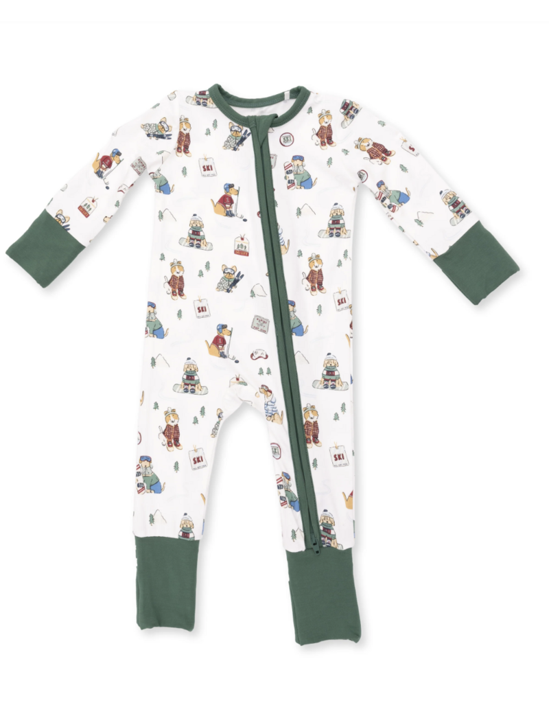 Angel Dear Winter Sports Dogs Green Convertible Romper