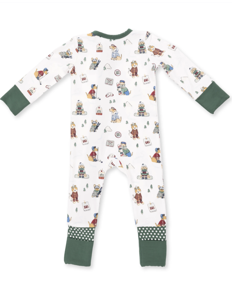 Angel Dear Winter Sports Dogs Green Convertible Romper