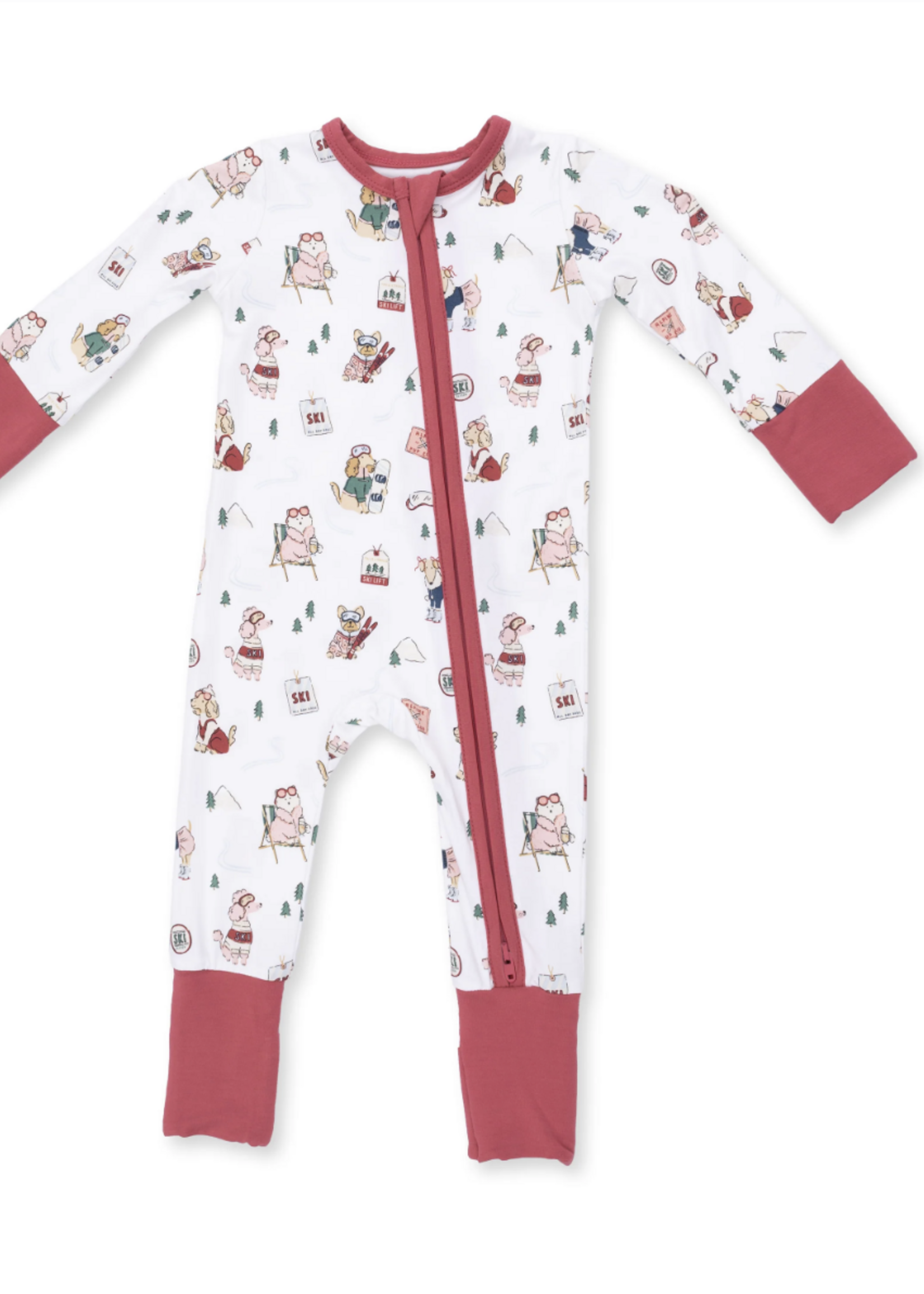 Angel Dear Winter Sports Dogs Pink Convertible Romper