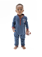 Angel Dear Varsity French Terry Zip Neck Romper