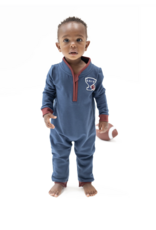 Angel Dear Varsity French Terry Zip Neck Romper