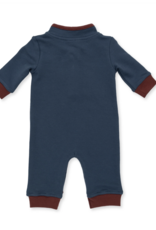 Angel Dear Varsity French Terry Zip Neck Romper