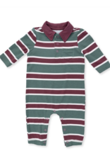 Angel Dear Rugby Stripe Green Polo Romper