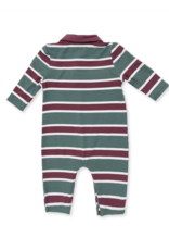 Angel Dear Rugby Stripe Green Polo Romper
