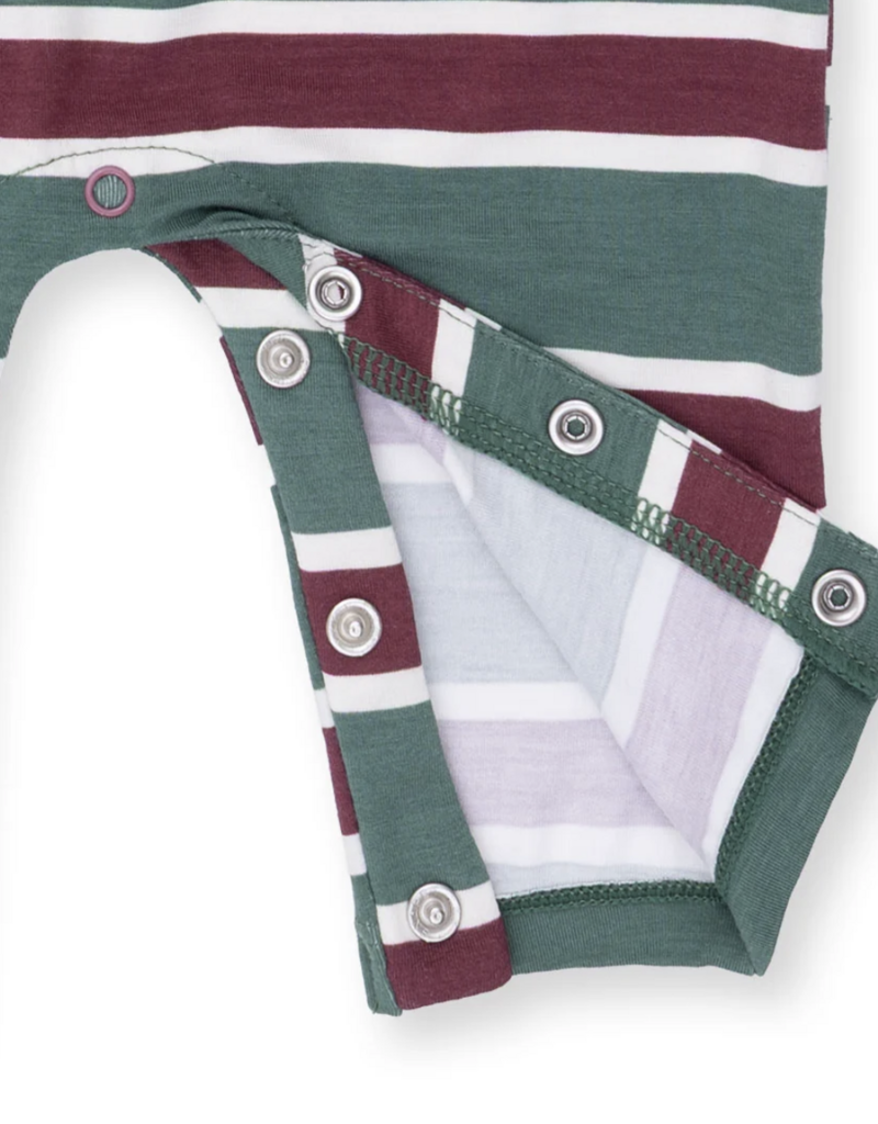 Angel Dear Rugby Stripe Green Polo Romper