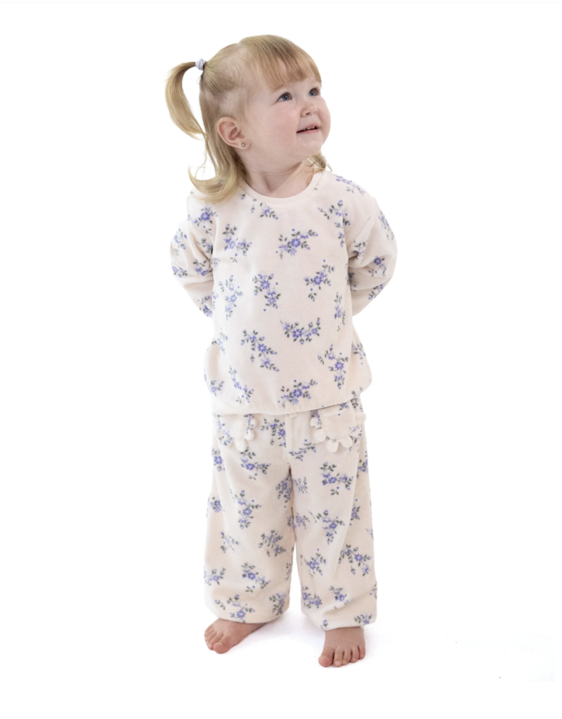 Angel Dear Sweet Hanna Floral Velour Sweatshirt/Wide Leg Pant