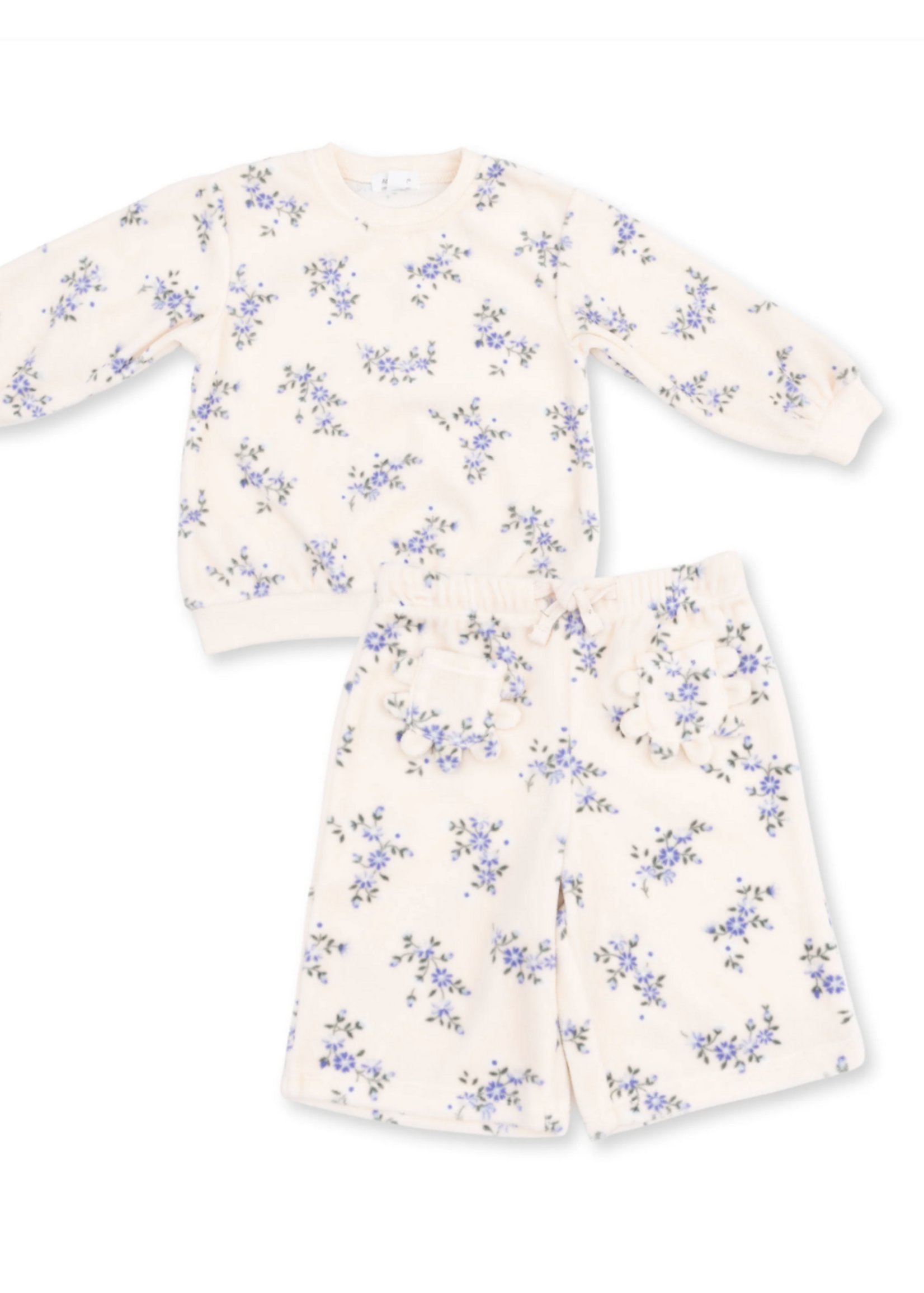Angel Dear Sweet Hanna Floral Velour Sweatshirt/Wide Leg Pant