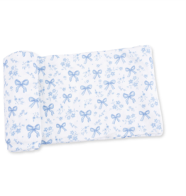 Angel Dear Blue Bows Flowers Swaddle Blanket