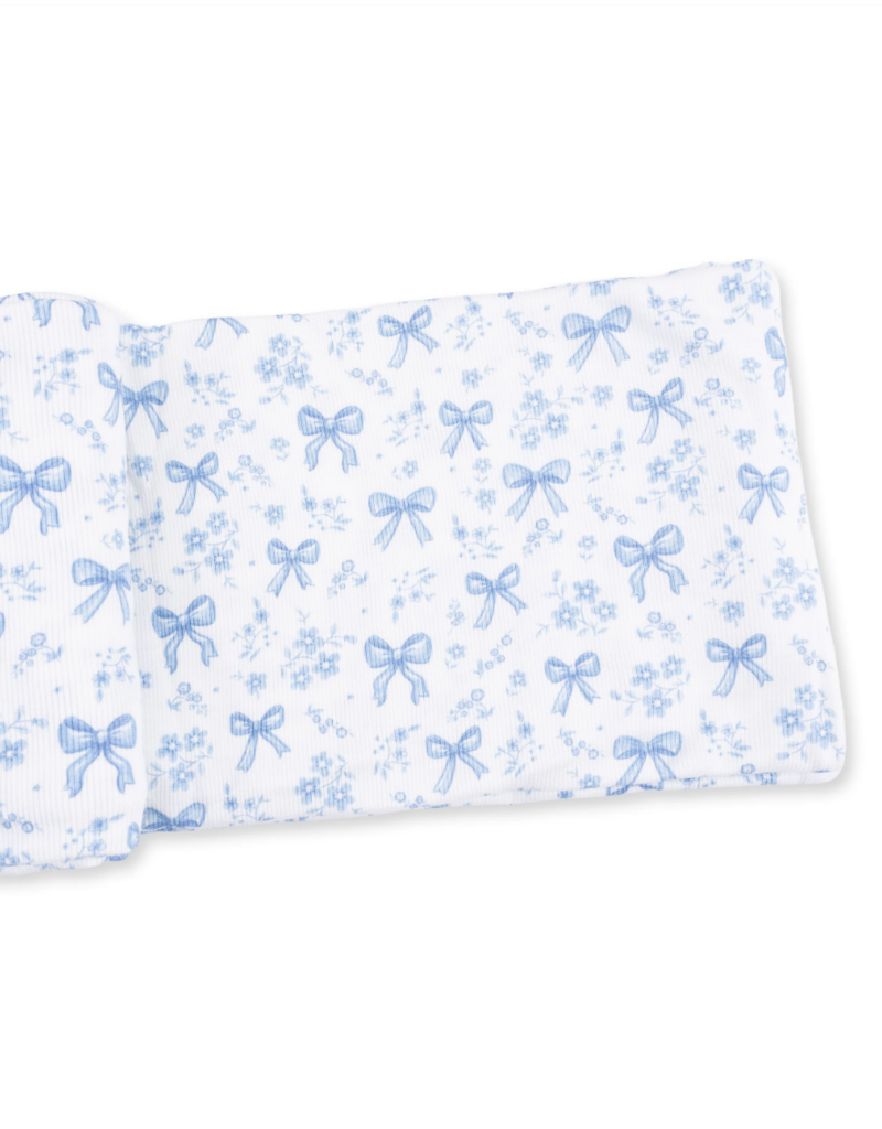 Angel Dear Blue Bows Flowers Swaddle Blanket