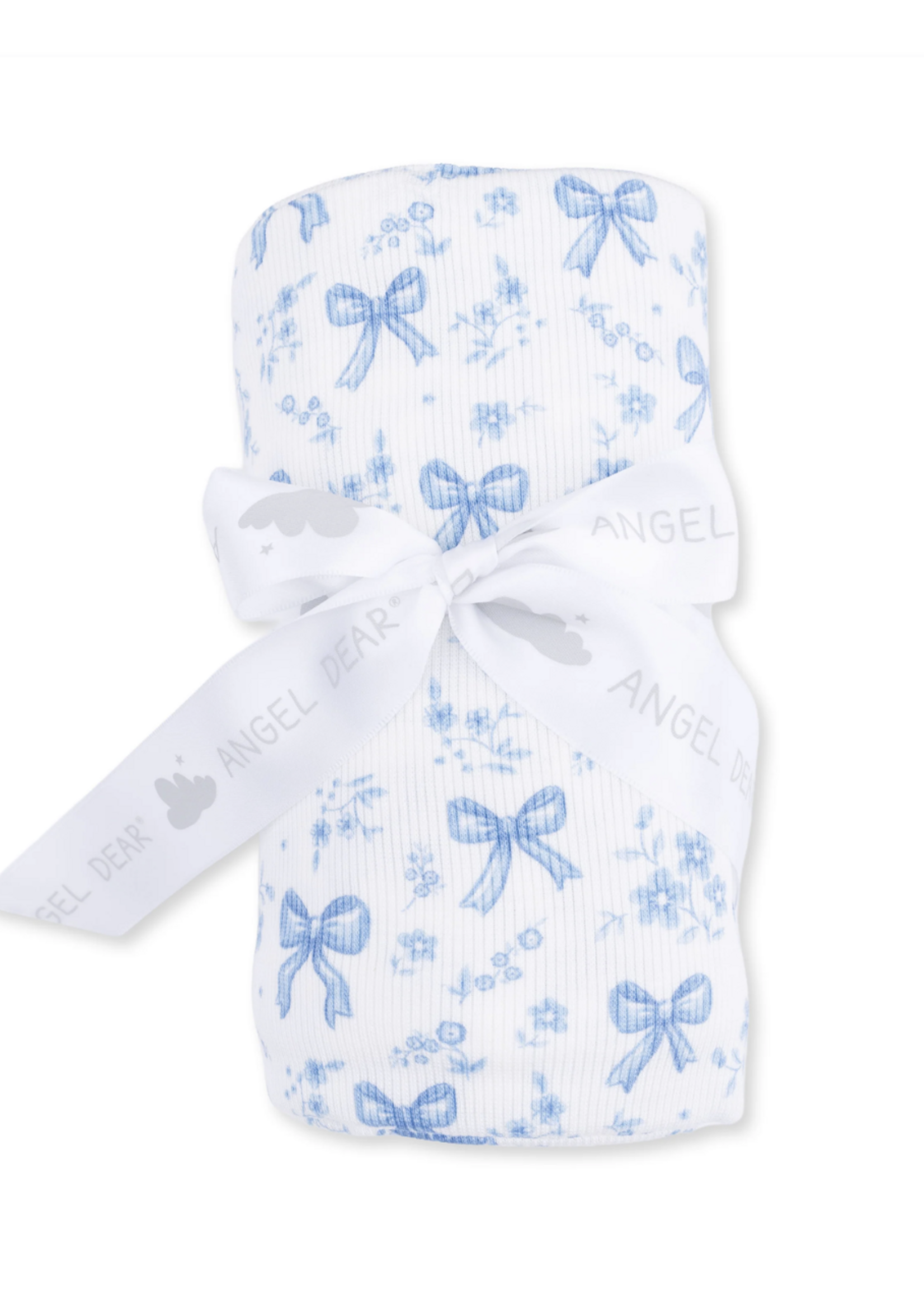 Angel Dear Blue Bows Flowers Swaddle Blanket