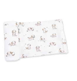 Angel Dear Explorer Puppy Blue Swaddle Blanket