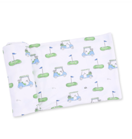 Angel Dear Golf Carts Blue Swaddle Blanket
