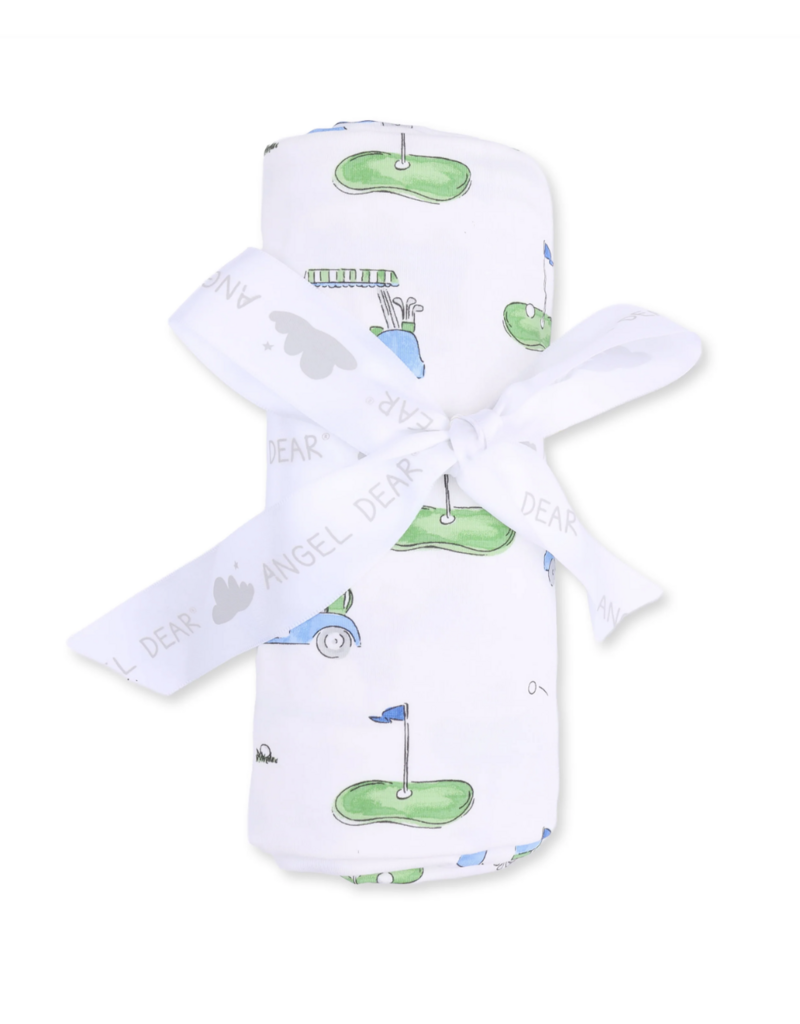 Angel Dear Golf Carts Blue Swaddle Blanket
