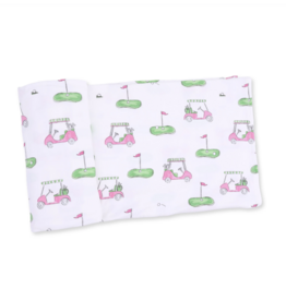 Angel Dear Golf Carts Pink Swaddle Blanket