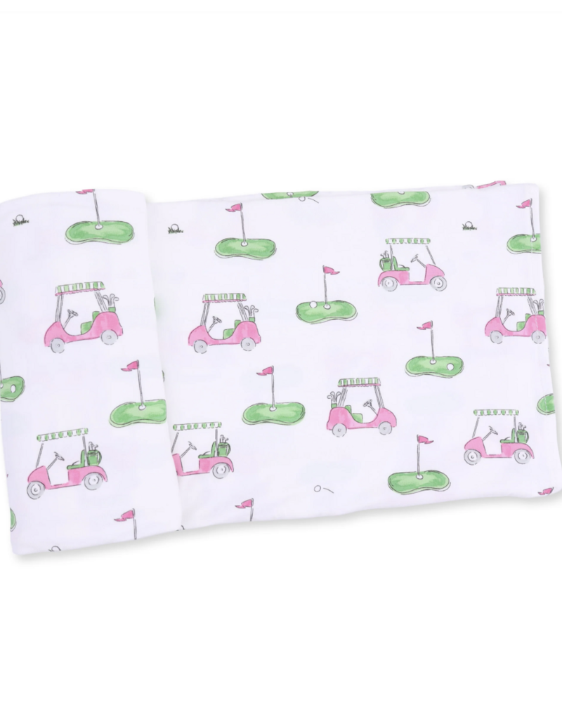Angel Dear Golf Carts Pink Swaddle Blanket