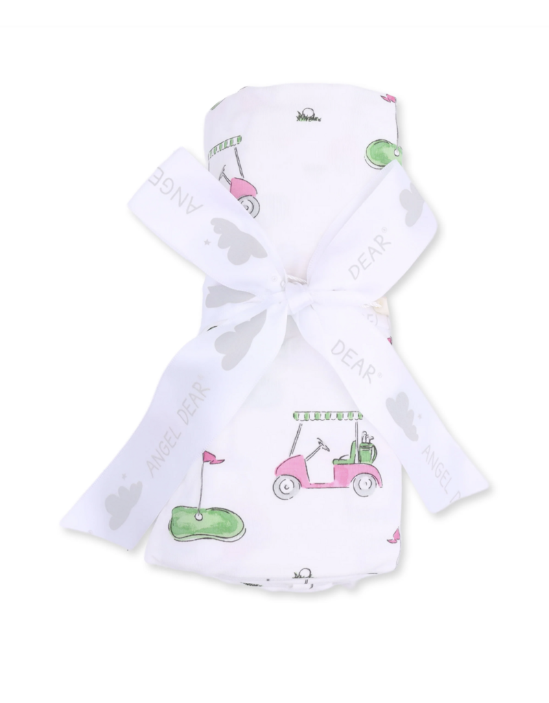 Angel Dear Golf Carts Pink Swaddle Blanket