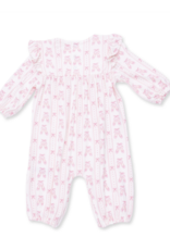 Angel Dear Ballet Shoes Ribbon Stripe Ruffle Sleeve Snap Romper