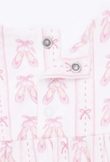 Angel Dear Ballet Shoes Ribbon Stripe Ruffle Sleeve Snap Romper