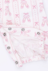 Angel Dear Ballet Shoes Ribbon Stripe Ruffle Sleeve Snap Romper