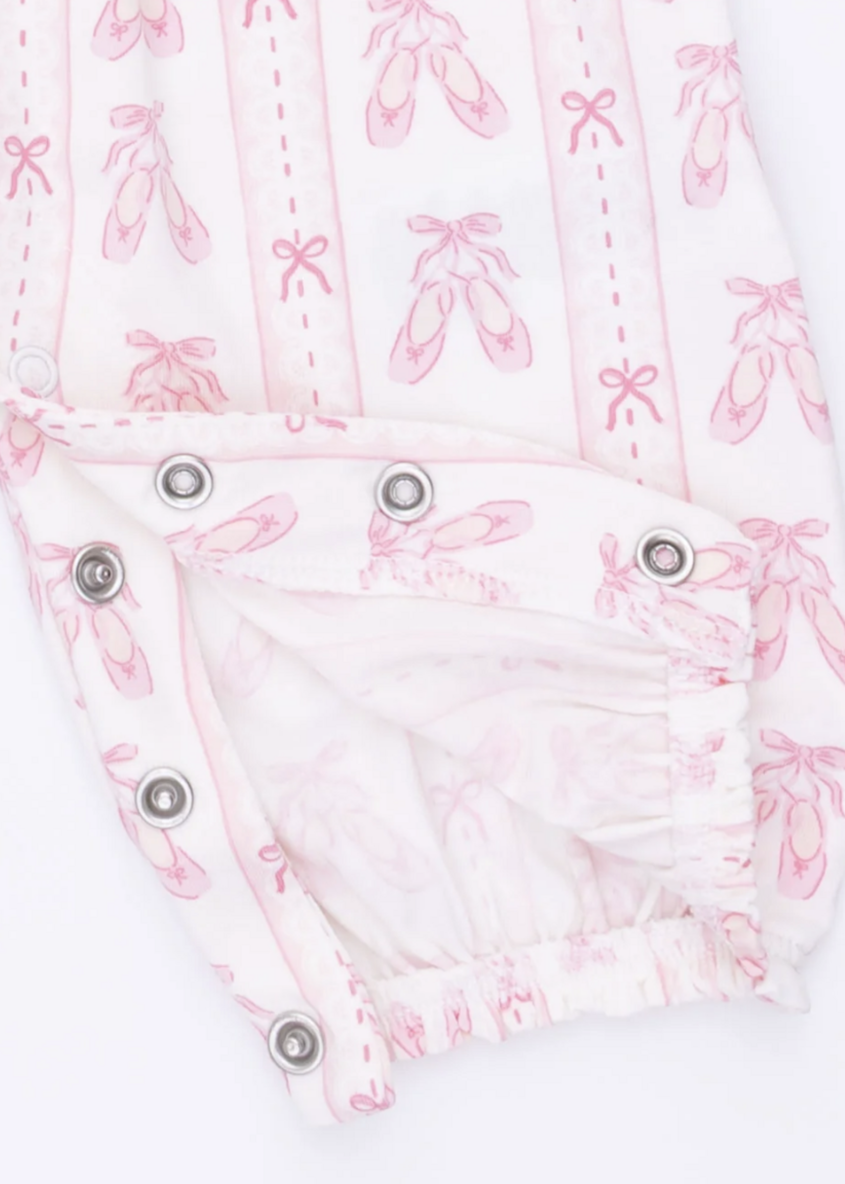 Angel Dear Ballet Shoes Ribbon Stripe Ruffle Sleeve Snap Romper