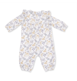 Angel Dear Floral Deer Ruffle Sleeve Snap Romper