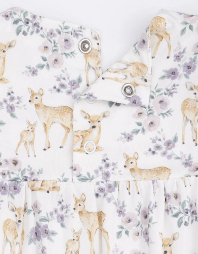 Angel Dear Floral Deer Ruffle Sleeve Snap Romper
