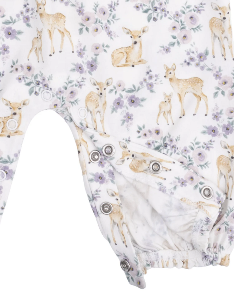 Angel Dear Floral Deer Ruffle Sleeve Snap Romper